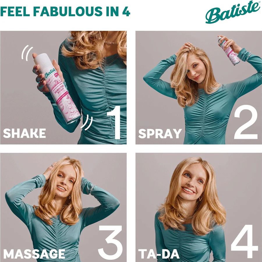 Batiste Dry Shampoo Sensitive Scalp Fragrance Free 200ml - Image 4