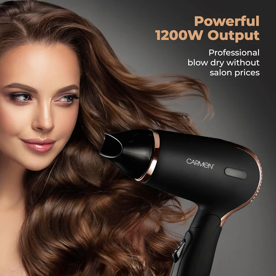 Carmen Noir Lightweight Travel Hair Dryer 1200W - Image 3