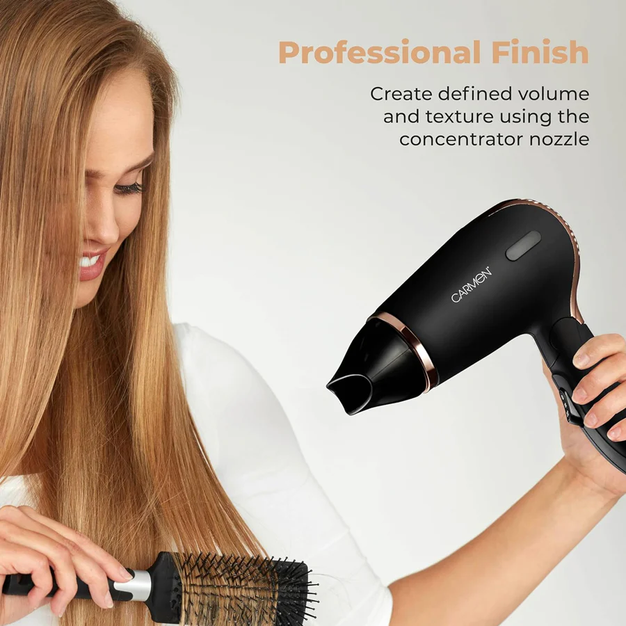 Carmen Noir Lightweight Travel Hair Dryer 1200W - Image 6