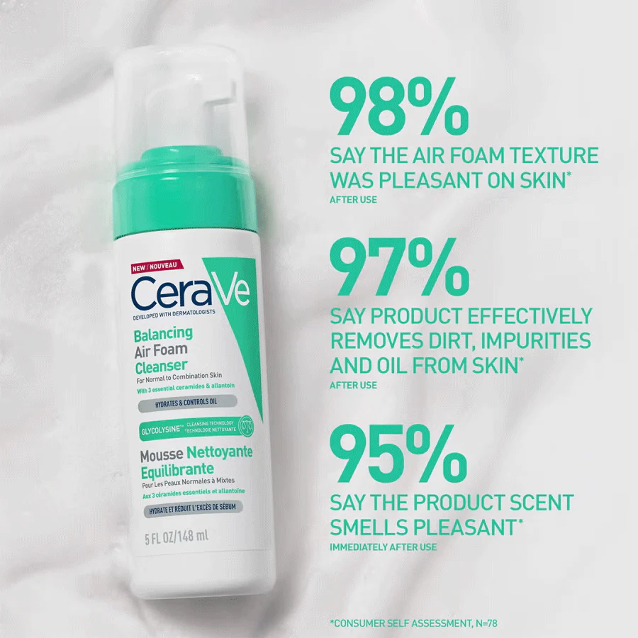 CeraVe Balancing Air Foam Foaming Facial Cleanser 150ml - Image 2
