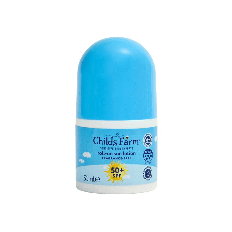 Childs Farm Fragrance Free Sensitive Roll-On Sun Lotion for Kids SPF 50+ 50ml