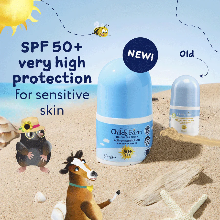 Childs Farm Fragrance Free Sensitive Roll-On Sun Lotion for Kids SPF 50+ 50ml - Image 2
