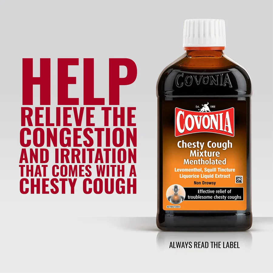 Covonia Chesty Cough Mixture Mentholated 300ml - Image 2