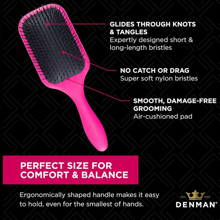 Denman D90L Tangle Tamer Hair Brush Ultra Pink - Image 3