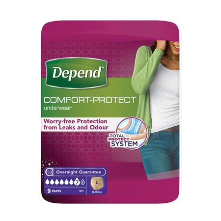 Depend Comfort-Protect Underwear for Women Large (9 Pack)