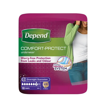 Depend Comfort-Protect Underwear for Women Small/Medium (10 Pack)