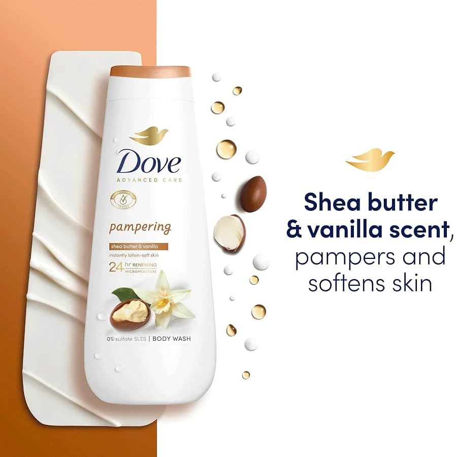 Dove Advanced Care Pampering Shea Butter & Vanilla Body Wash 225ml - Image 2