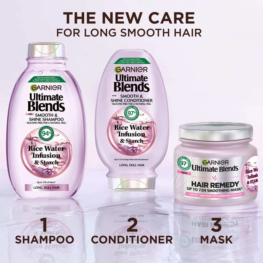 Garnier Ultimate Blends Smooth & Shine Rice Water Conditioner 250ml - Image 4