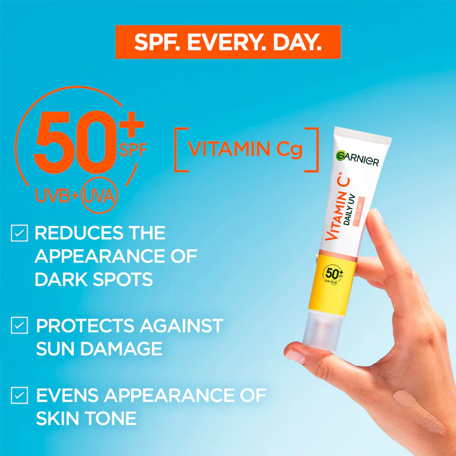 Garnier Vitamin C Daily UV Brightening Fluid Sheer Glow SPF50+ for All Skin Types 40ml - Image 2
