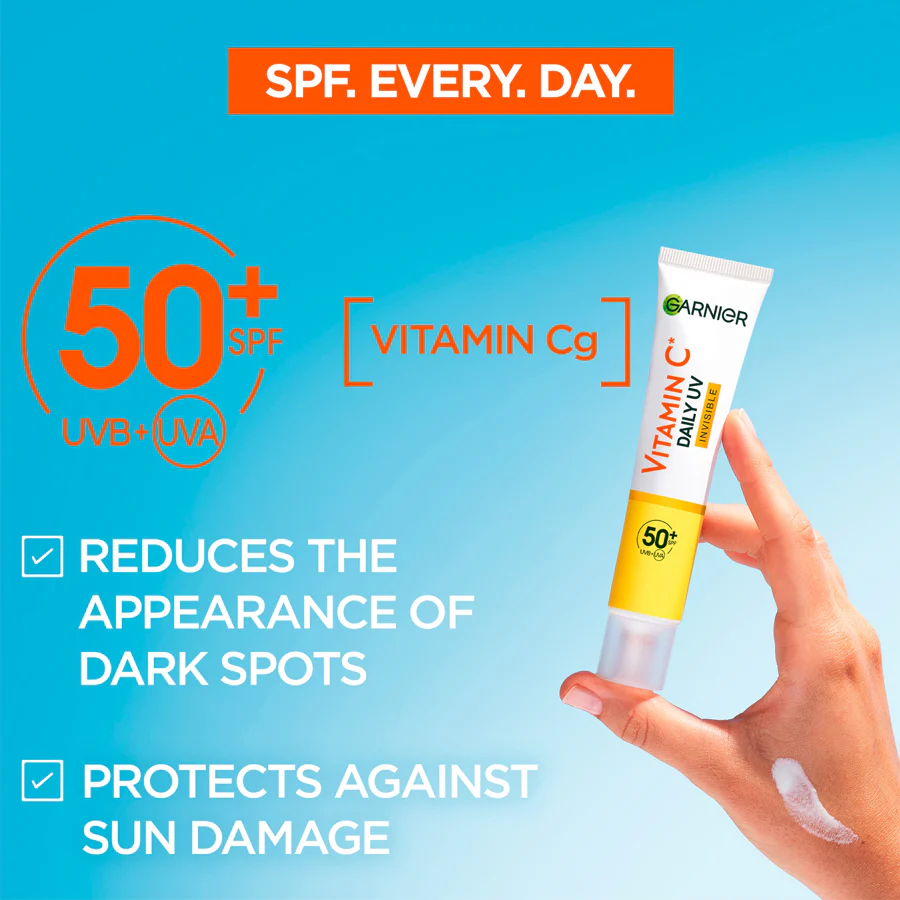 Garnier Vitamin C Daily UV Invisible Brightening Fluid SPF50 For All Skin Types 40ml - Image 2