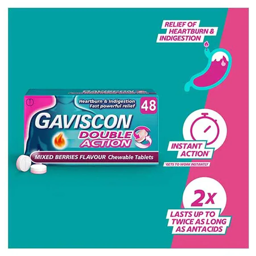 Gaviscon Double Action Mixed Berry Tablets (48 Pack) - Image 2