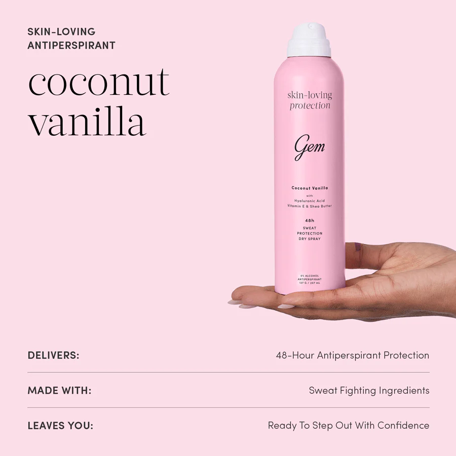 Gem Skin-Loving Antiperspirant Deodorant Coconut Vanilla 207ml - Image 2