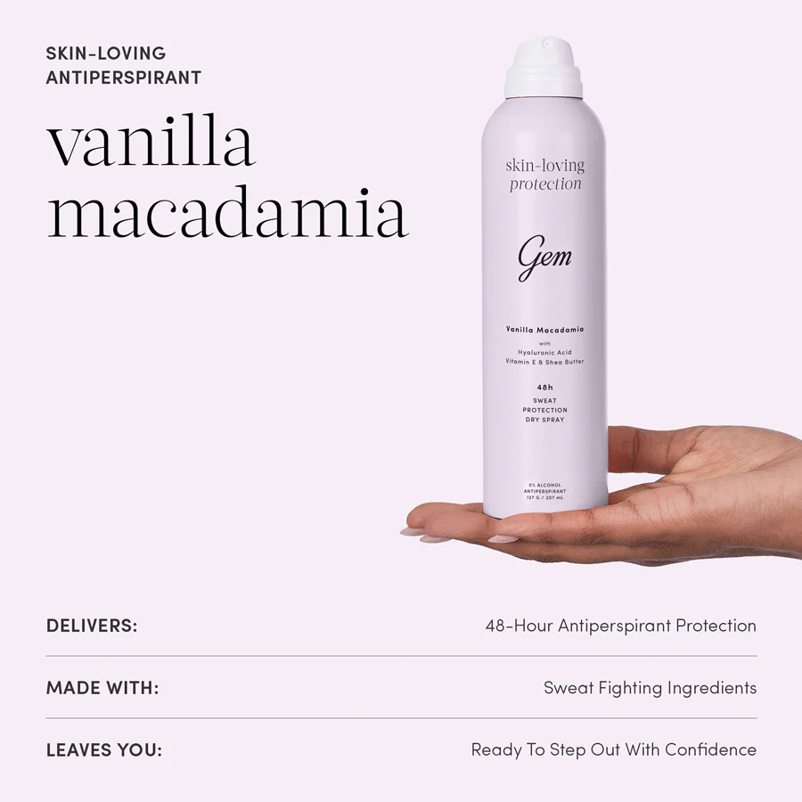 Gem Skin-Loving Antiperspirant Deodorant Vanilla Macadamia 207ml - Image 2