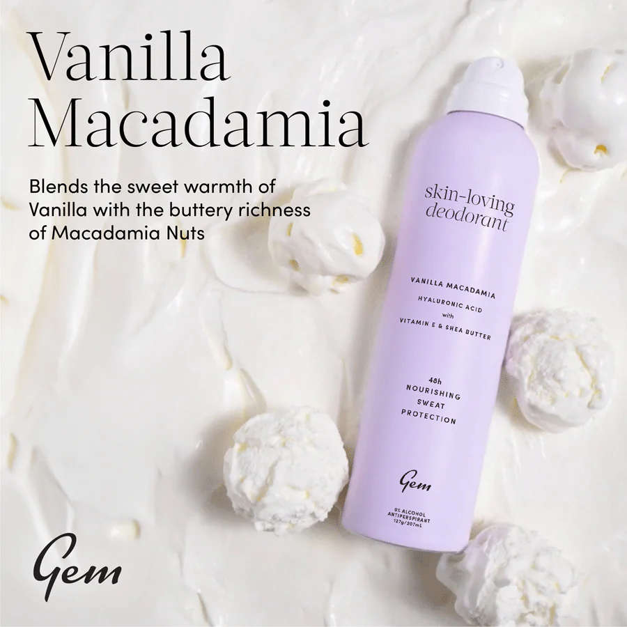 Gem Skin-Loving Antiperspirant Deodorant Vanilla Macadamia 207ml - Image 5