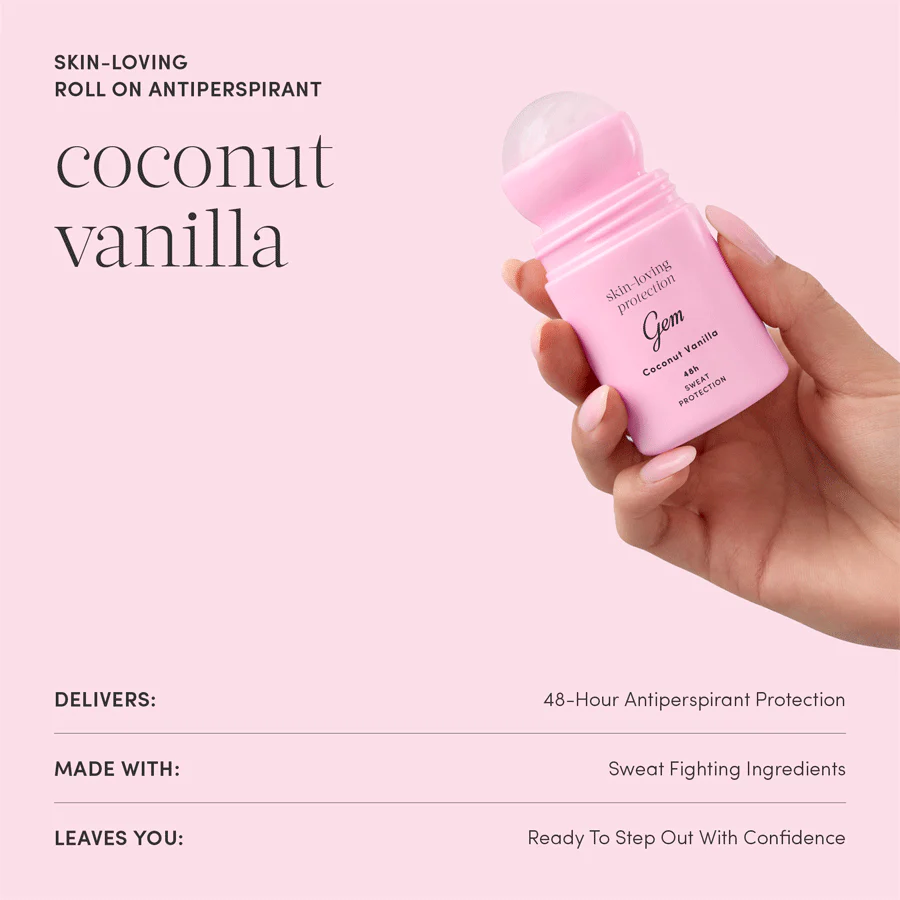 Gem Skin-Loving Roll-On Deodorant Coconut Vanilla 50ml - Image 3