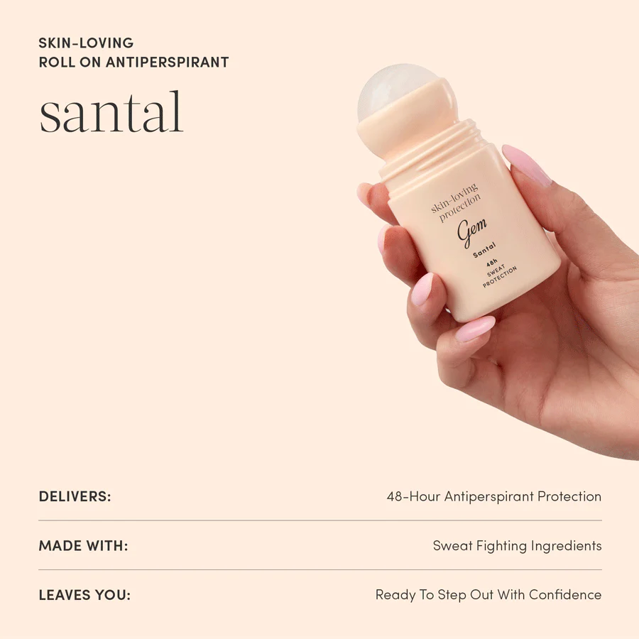 Gem Skin-Loving Roll-On Deodorant Santal 50ml - Image 2