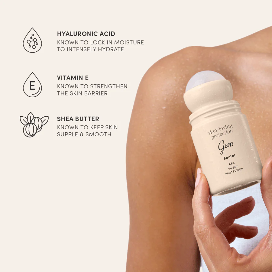Gem Skin-Loving Roll-On Deodorant Santal 50ml - Image 3