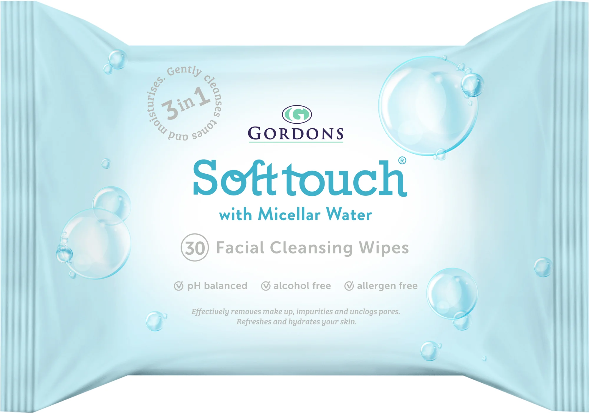Soft Touch Facial Cleansing Wipes: Micellar Water (30 Wipes) - Image 3