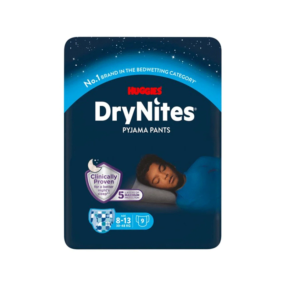 Huggies DryNites Pyjama Nappy Pants Boys Age 8-13 (9 Pack)