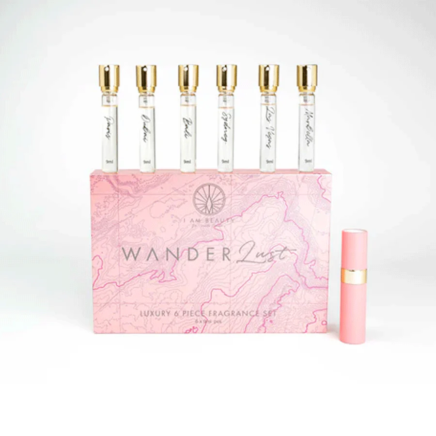 I AM Beauty Wanderlust: A Luxury 6 Piece Designer Inspired Fragrance Gift Set with Holder