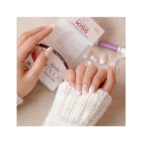 Kiss Salon Acrylic French Nude Nails Medium Length KAN02 (28 Pack) - Image 2