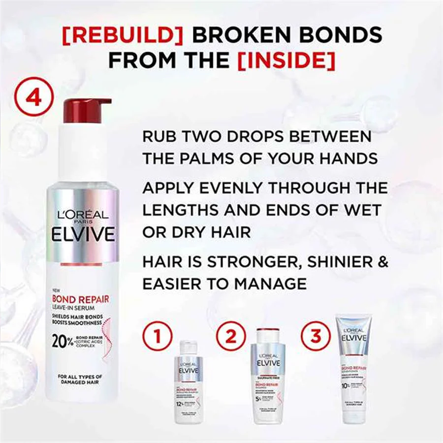 L'Oréal Paris Elvive Bond Repair Leave-In Serum 150ml - Image 3