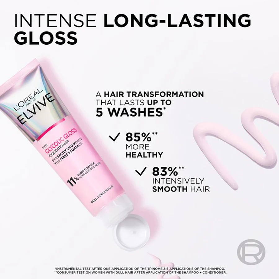 L'Oréal Paris Elvive Glycolic Gloss Conditioner for Dull Hair 200ml - Image 3