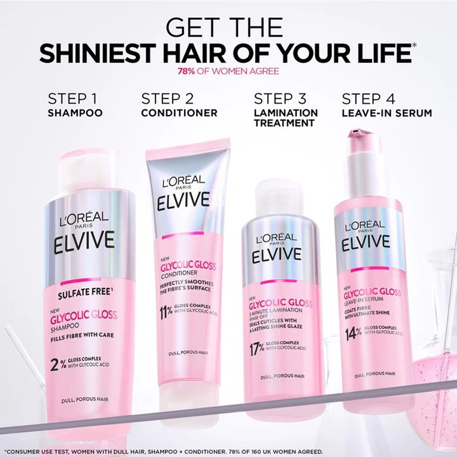 L'Oréal Paris Elvive Glycolic Gloss Conditioner for Dull Hair 200ml - Image 7