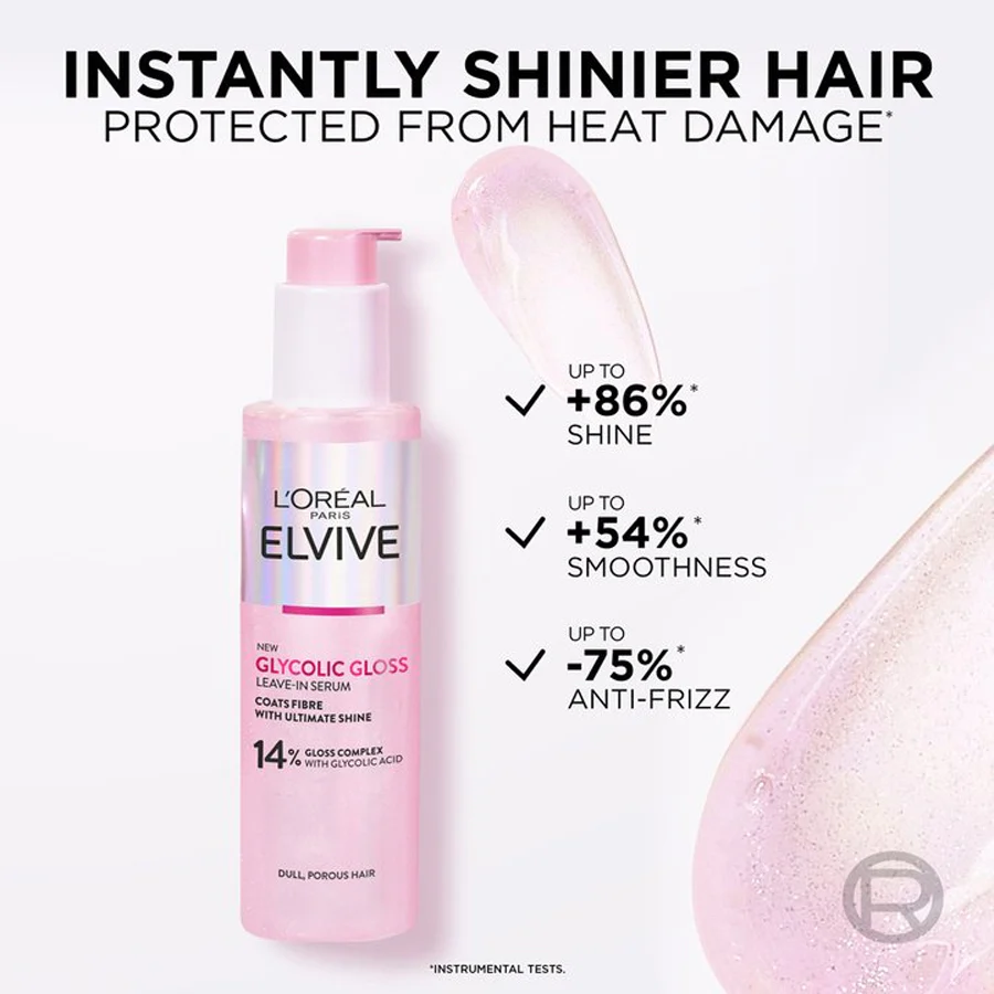 L'Oréal Paris Elvive Glycolic Gloss Leave-In Serum for Dull Hair 150ml - Image 3