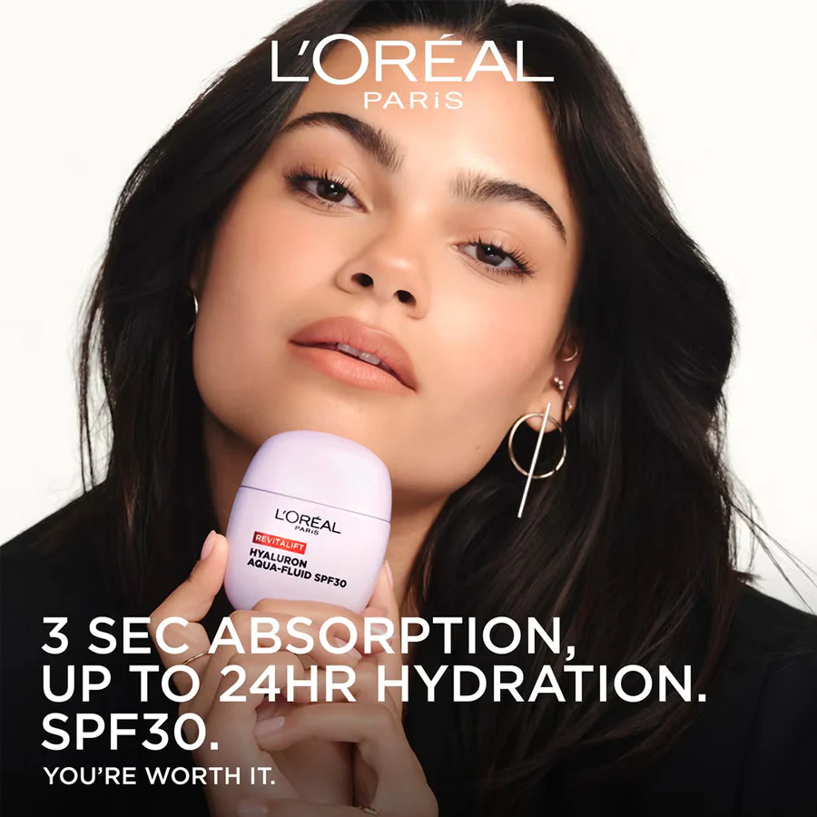 L'Oréal Paris Revitalift Filler Hyaluronic Plumping Aqua-Fluid SPF30 40ml - Image 3