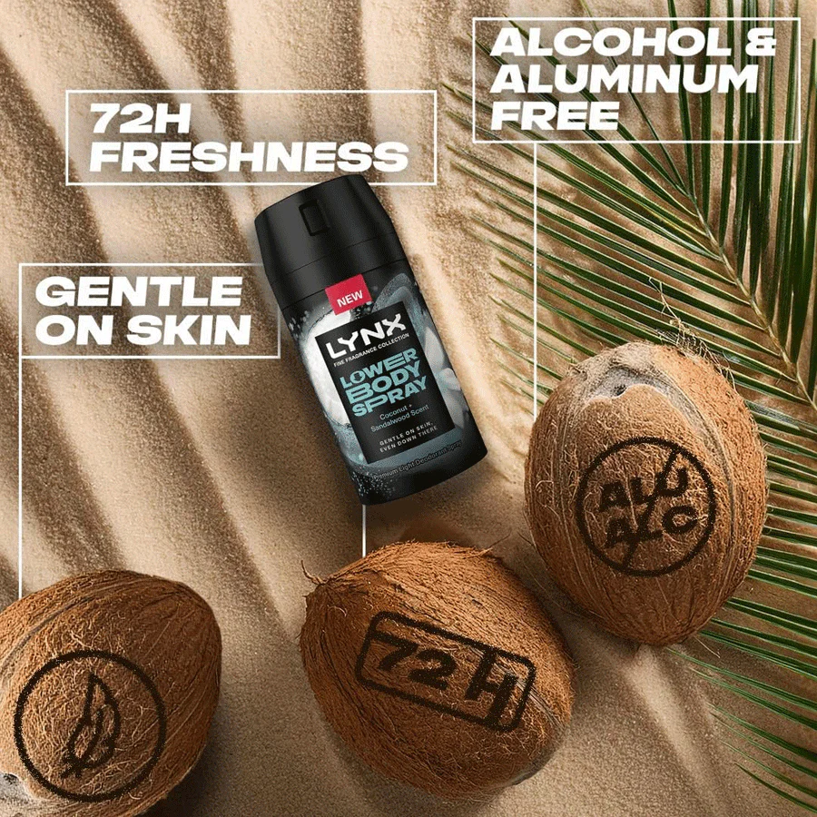 Lynx Fine Fragrance Collection Lower Body Spray Coconut and Sandalwood 100ml - Image 2