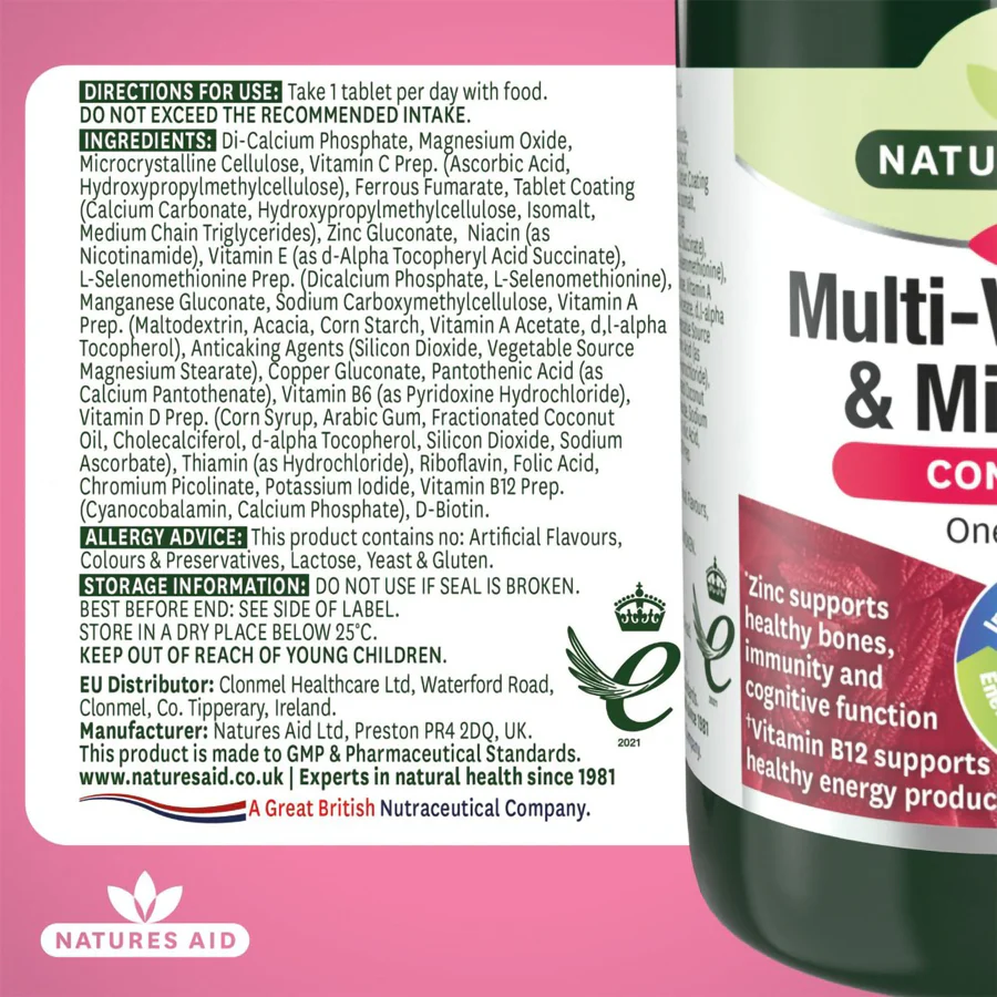 Natures Aid Complete Multi-Vitamins & Minerals (120 Tablets) - Image 4