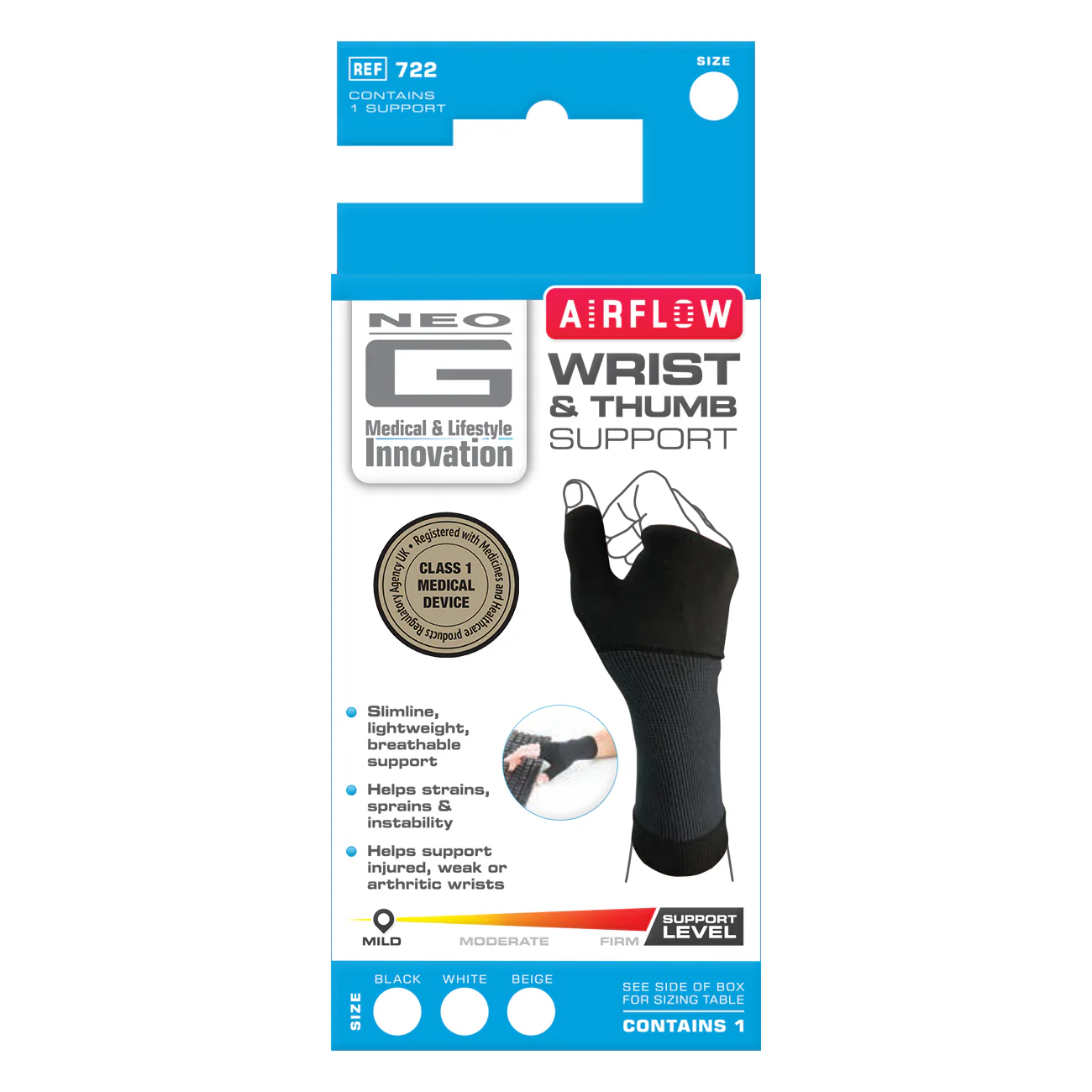 Neo G Airflow Wrist & Thumb Support Black (Small) - Image 2