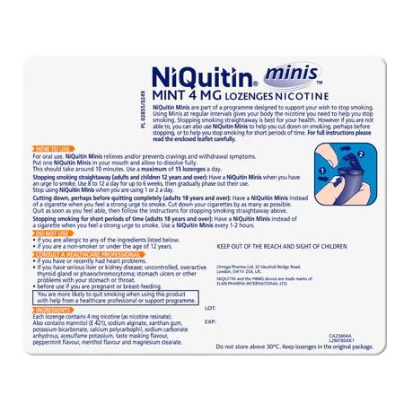 NiQuitin Mini Lozenges Mint 4MG (100 Pack) - Image 2
