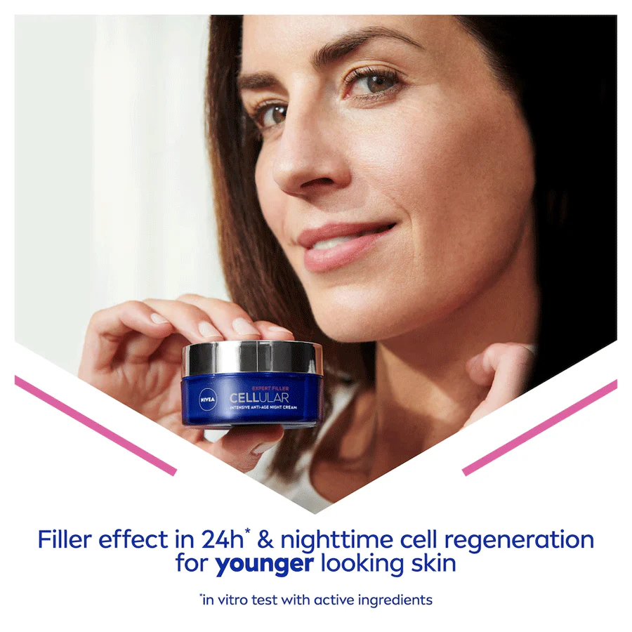 NIVEA Cellular Filler Hyaluronic Acid Anti-Age Night Face Cream 50ml - Image 2