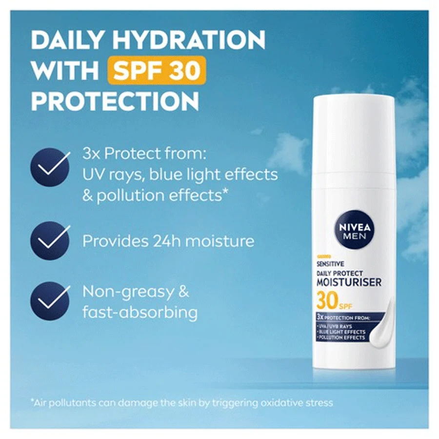 NIVEA MEN Sensitive Moisturiser SPF30 50ml - Image 2