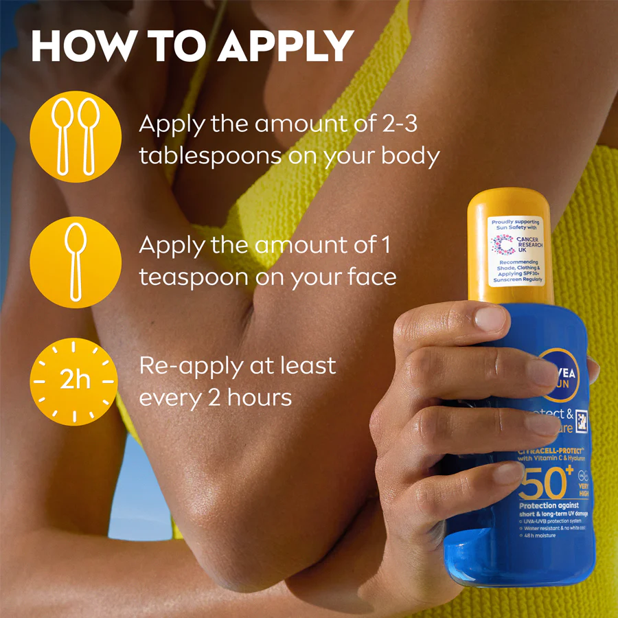 NIVEA SUN Protect & Moisture Sun Cream Spray SPF50+ 200ml - Image 4