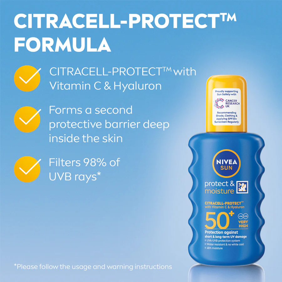 NIVEA SUN Protect & Moisture Sun Cream Spray SPF50+ 200ml - Image 5