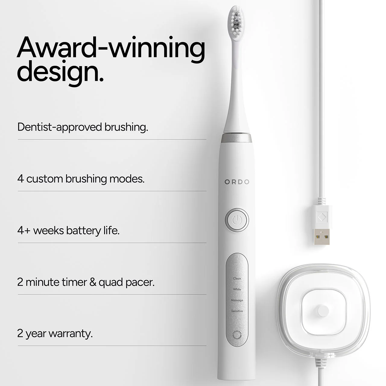 Ordo Sonic+ Electric Toothbrush White Silver - Image 6