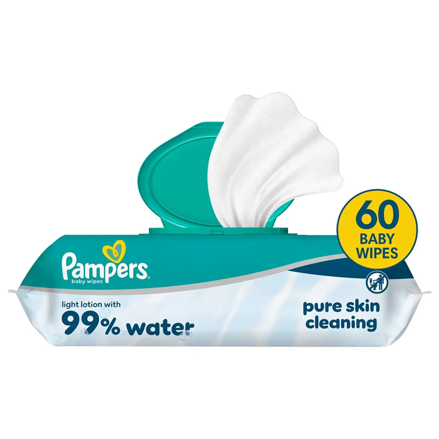 Pampers 99% Water Baby Wipes (60 Baby Wipes) - Image 2
