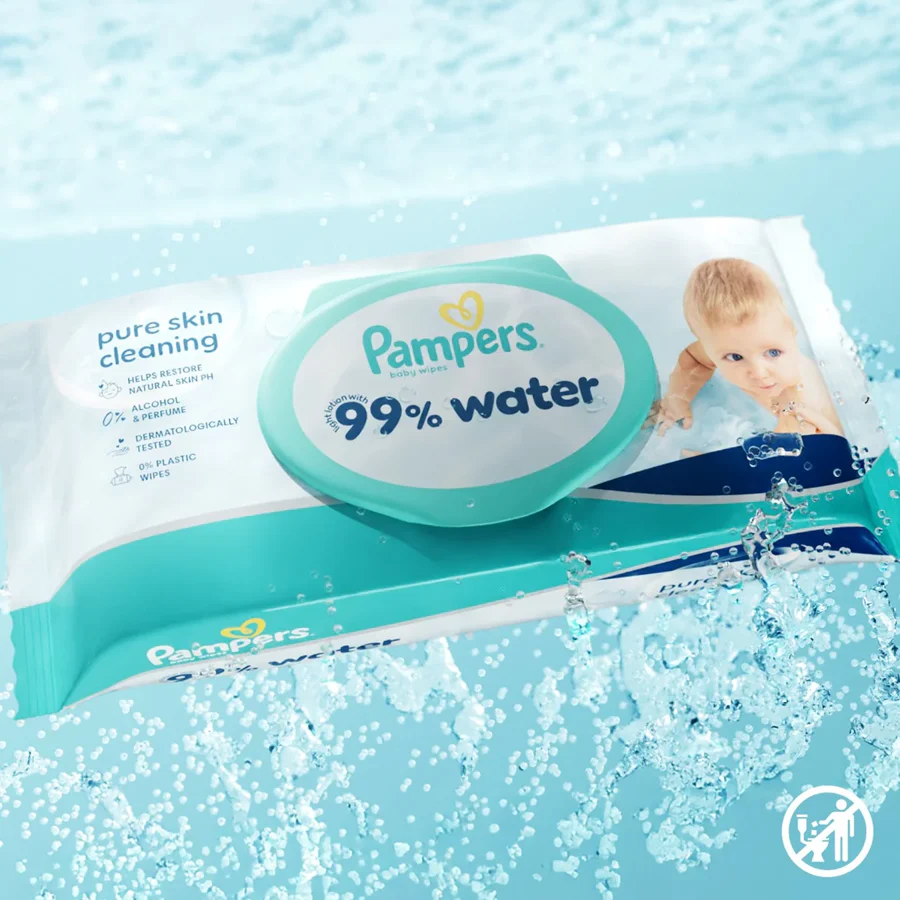 Pampers 99% Water Baby Wipes (60 Baby Wipes) - Image 3
