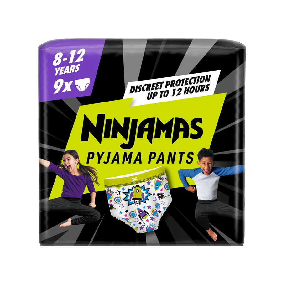 Pampers Ninjamas Pyjama Pants Boys Age 8-12 (27-43kg): 9 Pack