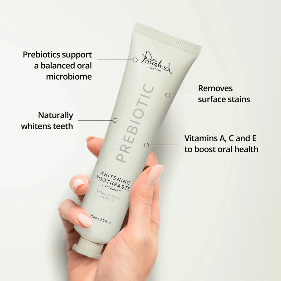 Polished London Prebiotic Whitening Toothpaste Vanilla Swirl & Mint 75ml - Image 4