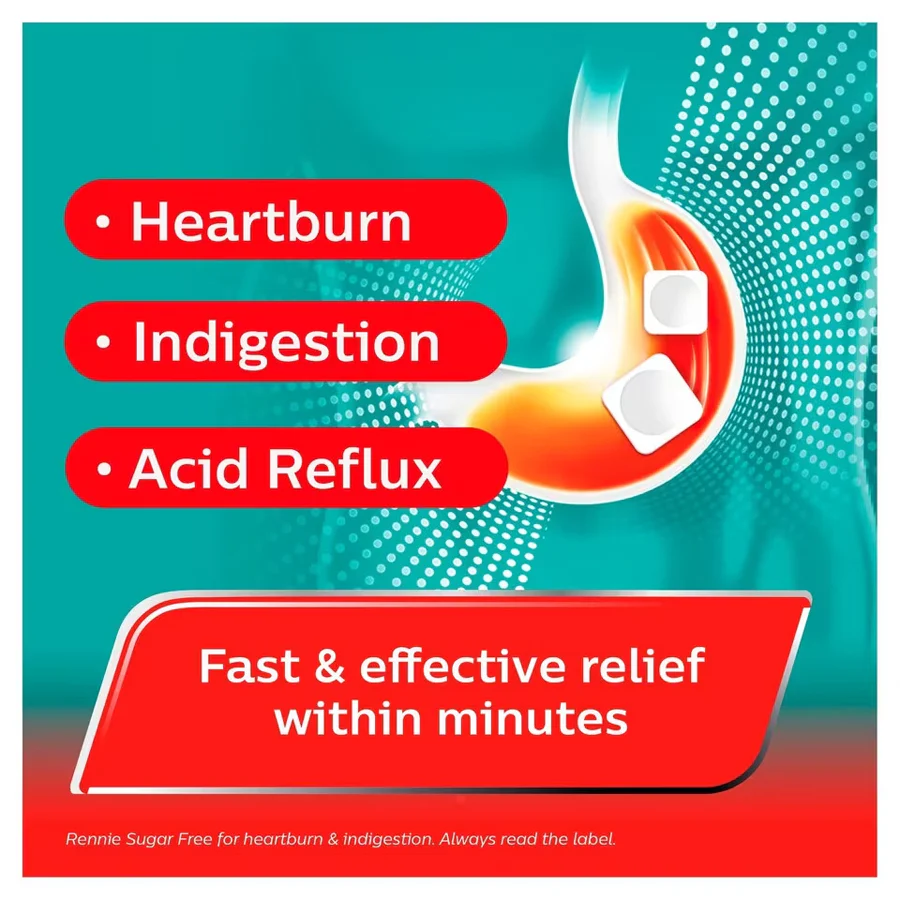 Rennie Sugar Free Heartburn & Indigestion Relief (24 Tablets) - Image 3