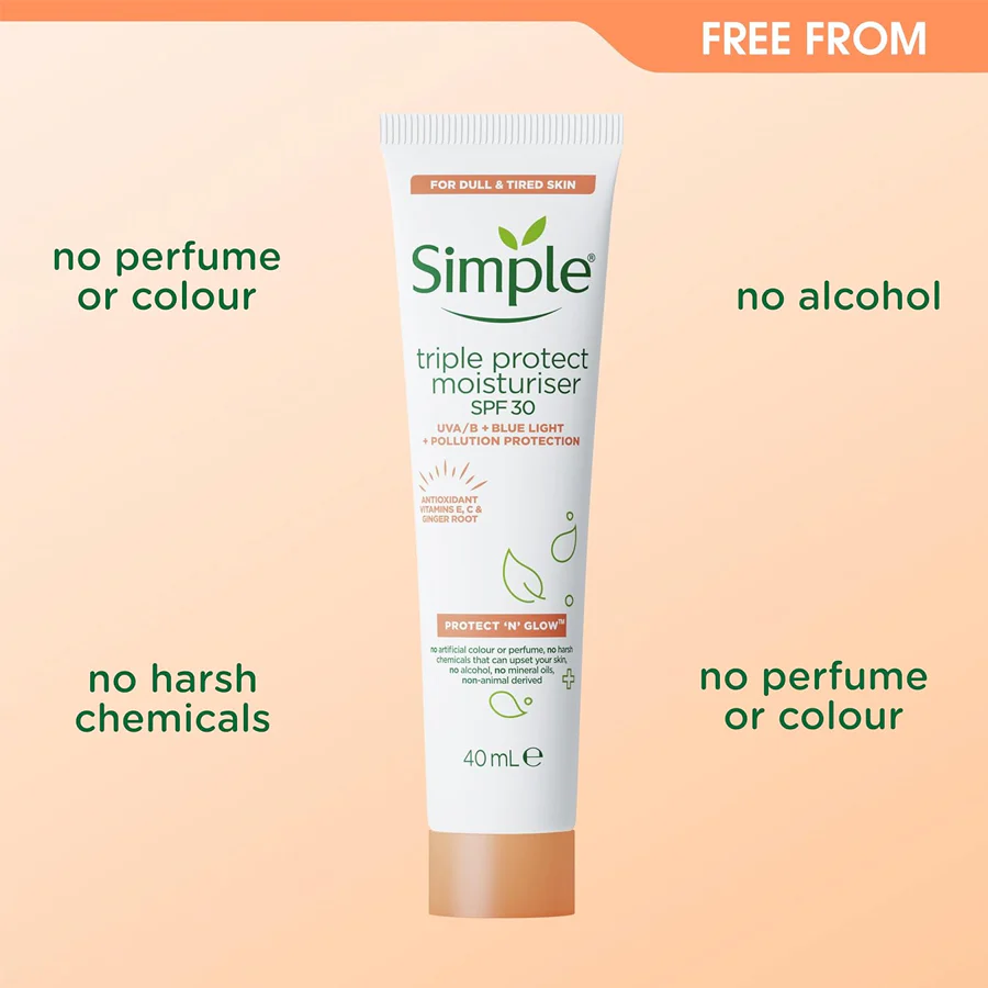 Simple Protect 'N' Glow Triple Protect Moisturiser SPF30 40ml - Image 4
