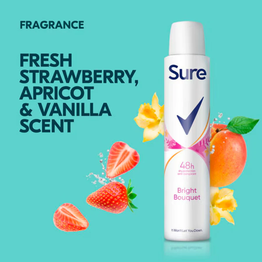 Sure 48 Hour Essential Protection Bright Bouquet Antiperspirant Deodorant 200ml - Image 3
