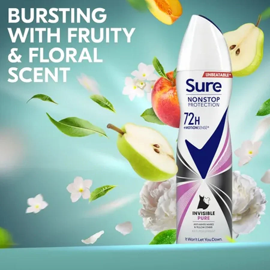 Sure 72 Hour Invisible Pure Anti-perspirant Deodorant 250ml - Image 2
