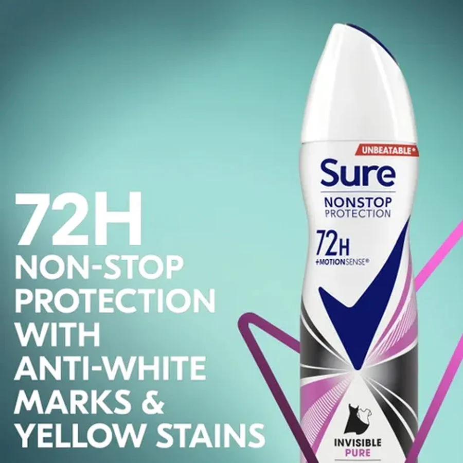 Sure 72 Hour Invisible Pure Anti-perspirant Deodorant 250ml - Image 3