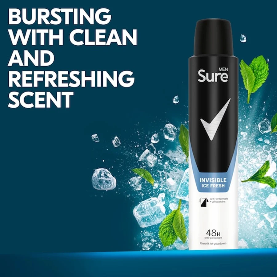 Sure Men Essential Protection Invisible Ice Fresh 48 Hour Anti-perspirant Deodorant 200ml - Image 2