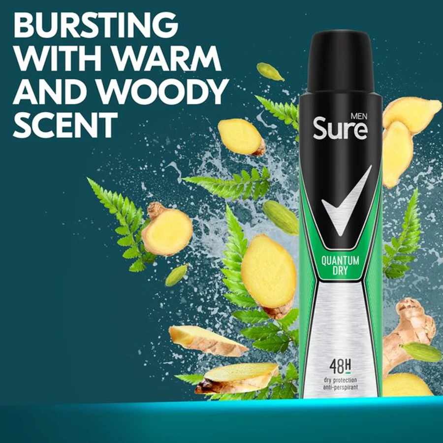 Sure Men Essential Protection Quantum Dry 48 Hour Anti-perspirant Deodorant 200ml - Image 3